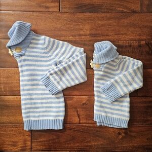Janie And Jack Striped Blue and White Kids Sweater Set